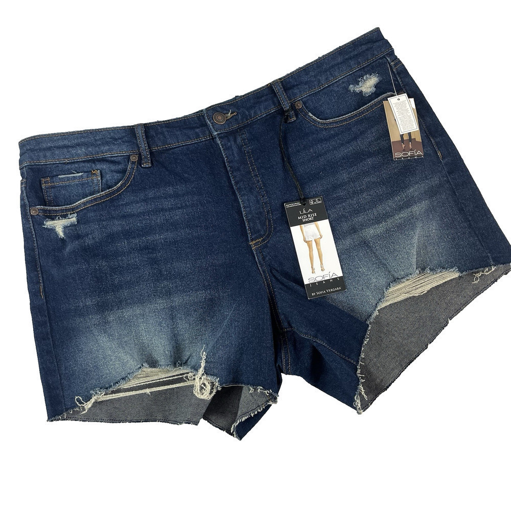 Sofia Jeans by Sofia Vergara Easy Denim Jean Shorts Destruc Hem Plus size 18